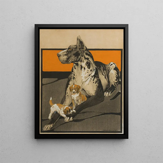 Charles Livingston Bull - Great Dane and Puppies.webp