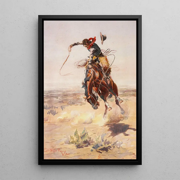 Ein schlechtes Pferd - Charles Marion Russell — gerahmtes Bild an der Wand