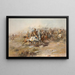 Das Kampf von Custer - Charles Marion Russell — gerahmtes Bild an der Wand