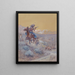 Die Szene vor uns war von Indianern angegriffen und in Brand gesteckt worden. Indianerangriff - Charles Marion Russell — gerahmtes Bild an der Wand