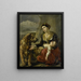 Ein Hund Saint-Bernard hilft einer verlorenen Frau mit einem kranken Kind - Charles Picqué — gerahmtes Bild an der Wand