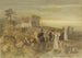 des Mönche, die zu einer Kirche gehen, beobachtet von einer Gruppe von Germanen - Charles Rochussen — Ansicht des Kunstwerks