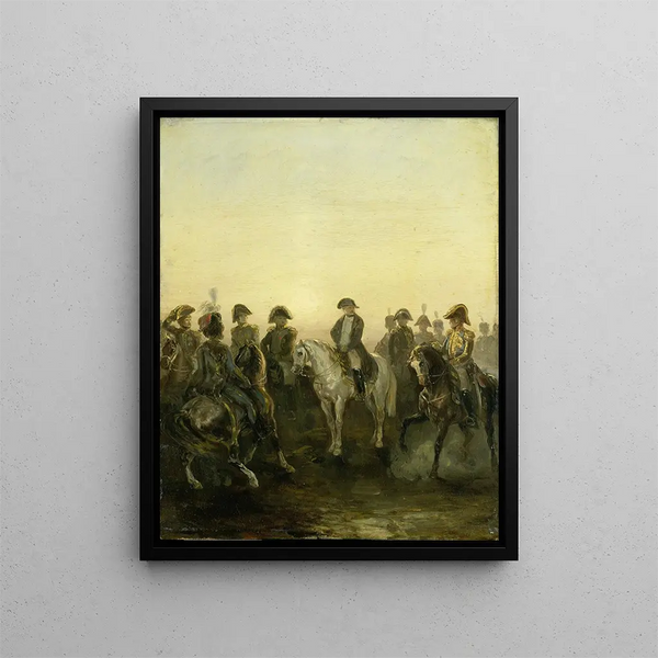 Napoleon mit seinem Stab - Charles Rochussen — gerahmtes Bild an der Wand