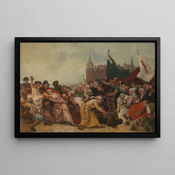 Charles Verlat - The Shattered Statue of the Duke of Alva Being Dragged Through the Streets.webp