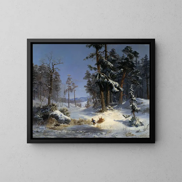 Winterlandschaft von der Königin-Christina-Straße in Djurgården, Stockholm - Karl XV. von Schweden — gerahmtes Bild an der Wand
