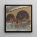 Pferd beim Tränken an einem Fluss unter einer Bogenbrücke - Zolo Palugyay — gerahmtes Bild an der Wand