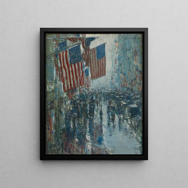 Regentag auf der Fifth Avenue - Childe Hassam — gerahmtes Bild an der Wand