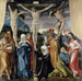 Christus Kreuzigung mit den Heiligen Räubern und einer weiblichen Spenderin - Hans Baldung — in einem Innenraum präsentiert