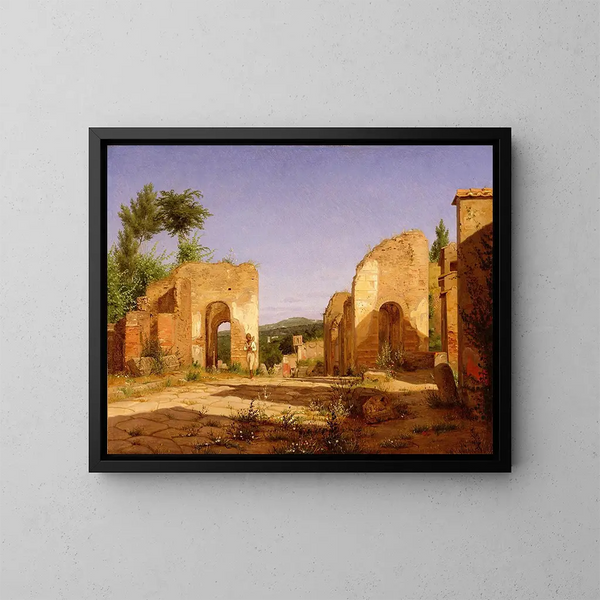 Tür in der Via Sepulcralis in Pompeji - Christen Købke — gerahmtes Bild an der Wand