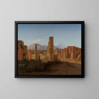 Das Forum von Pompeji mit dem Vesuv im Hintergrund - Christen Købke — gerahmtes Bild an der Wand
