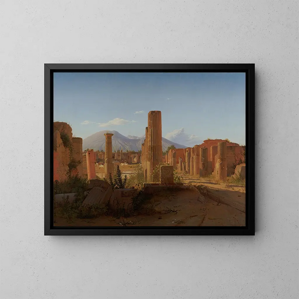 Das Forum von Pompeji mit dem Vesuv im Hintergrund - Christen Købke — gerahmtes Bild an der Wand