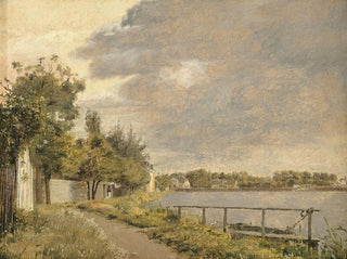 Ansicht der Dosseringen bei Sterbro, außerhalb von Kopenhagen, bewölkter Himmel - Christen Købke — Ansicht des Kunstwerks