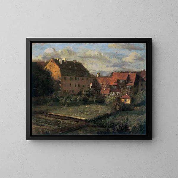 Die roten Häuser - Christian Friedrich Gille — gerahmtes Bild an der Wand
