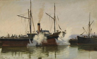 Christian Vigilius Blache - Dampfer im Hafen von Aarhus.webp
