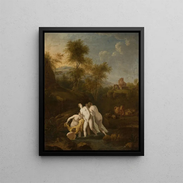 Bade der Nymphen - Christian Wilhelm Ernst Dietrich — gerahmtes Bild an der Wand