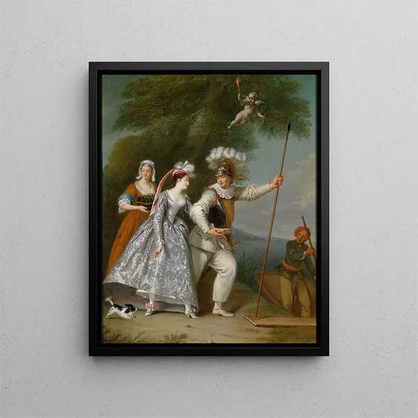 Ein eleganter Gentleman in der Rolle des Pierrot - Christian Wilhelm Ernst Dietrich — gerahmtes Bild an der Wand