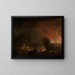 Landschaft bei Nacht mit brennender Stadt - Christian Wilhelm Ernst Dietrich — gerahmtes Bild an der Wand
