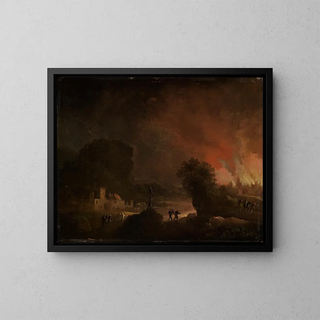 Christian Wilhelm Ernst Dietrich - Nchtliche Landschaft mit brennender Stadt.webp