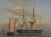 Eine amerikanische Segeljacht im Hafen, während ihre Segel trocknen - Christoffer Wilhelm Eckersberg — Ansicht des Kunstwerks