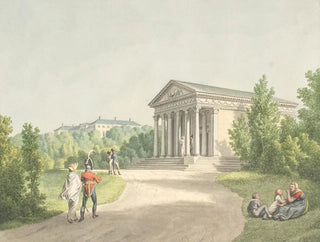 Perspektive des Gartens von Frederiksberg in der Nähe des Schlosses und des Apollon-Tempels - Christoffer Wilhelm Eckersberg — Ansicht des Kunstwerks