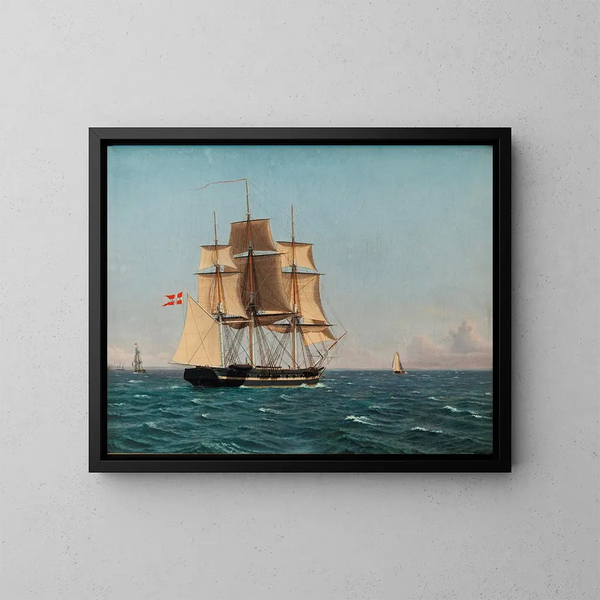 La Corvette Najaden sous voiles - Christoffer Wilhelm Eckersberg — gerahmtes Bild an der Wand