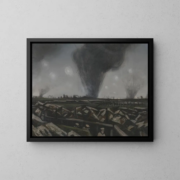 Der bombardement von Christopher Nevinson - Christopher R W Nevinson — gerahmtes Bild an der Wand