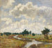 Sonniger und bewölkter Himmel über sumpfigen Wiesen mit einem Bach - Paul Baum — Ansicht des Kunstwerks