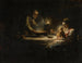 Eine Innenszene mit der Heiligen Familie am Tisch - Kreis von Jean-Honoré Fragonard — Ansicht des Kunstwerks