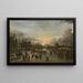 Winterlandschaft bei Sonnenuntergang mit Figuren, die Kolf auf dem Eis spielen - Kreis von Aert van der Neer — gerahmtes Bild an der Wand