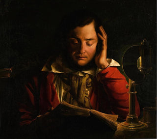Portrait eines Gelehrten in seinem Studierzimmer - Kreis von Joseph Wright of Derby — Ansicht des Kunstwerks