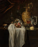 Naturstillleben mit Krügen, Zitronen- und Granatapfel-Mandelpaste - Kreis von Willem Kalf — Ansicht des Kunstwerks