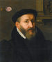 Portrait eines Gentlemans mit schwarzem Barett und weißem Kragen - Kreis von Willem Key — Ansicht des Kunstwerks