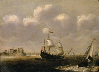 Claes Claesz Wou - Ships in Front of a Harbour.webp