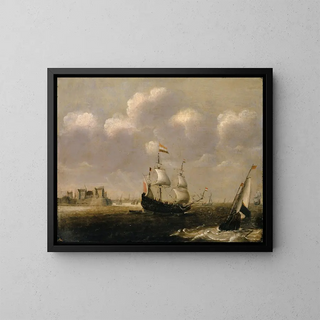 Claes Claesz Wou - Ships in Front of a Harbour.webp