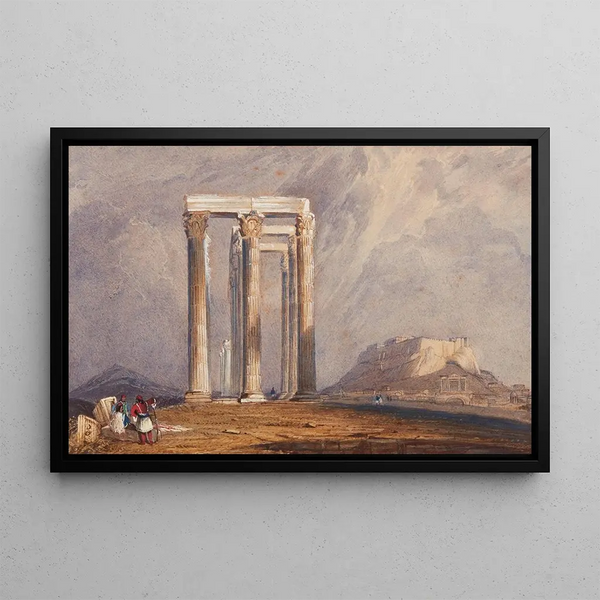 Der Tempel des Jupiter Olympian in Athen - Clarkson Stanfield — gerahmtes Bild an der Wand