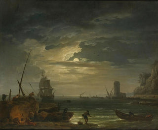 Eine mediterrane Bucht im Mondschein - Claude-Joseph Vernet — Ansicht des Kunstwerks