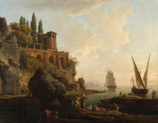 Fantasie-Landschaft, italienischer Hafen-Szene - Claude-Joseph Vernet — Ansicht des Kunstwerks
