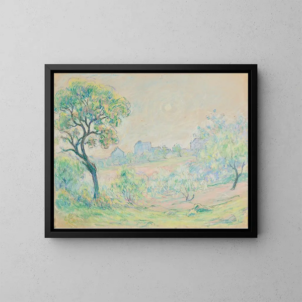 Landschaft mit Häusern im Hintergrund - Claude-Émile Schuffenecker — gerahmtes Bild an der Wand
