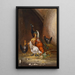 Hühner und ein Pfau - Claude Guilleminet — gerahmtes Bild an der Wand