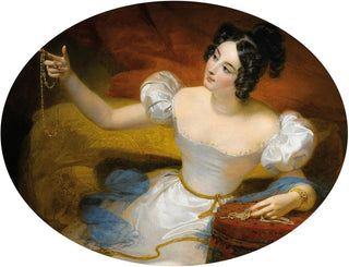 Claude Marie Dubufe - Le soir ou jeune fille tenant un collier.webp