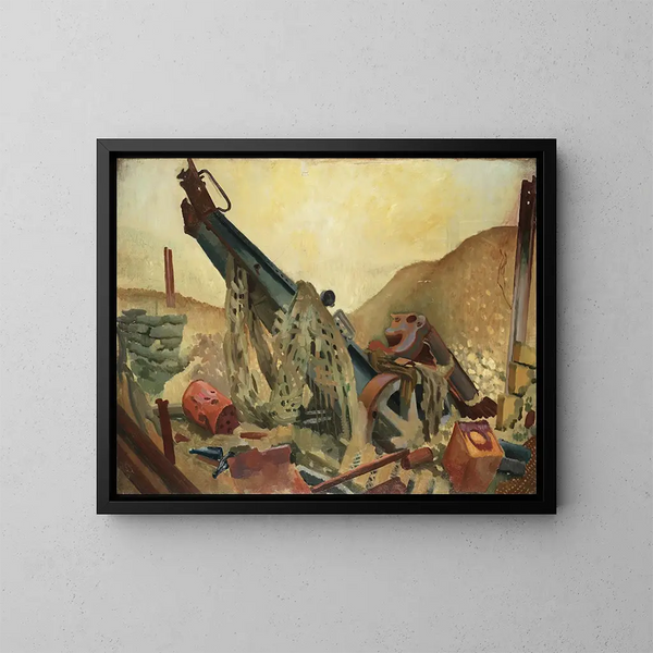 Diese Waffe wurde ursprünglich bei den Deutschen während der Schlacht von Arras erbeutet und gegen sie verwendet. - Colin Gill — gerahmtes Bild an der Wand