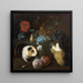 Komposition mit drei Meerschweinchen an Pfirsichen und Blumen - Franz Werner von Tamm — gerahmtes Bild an der Wand
