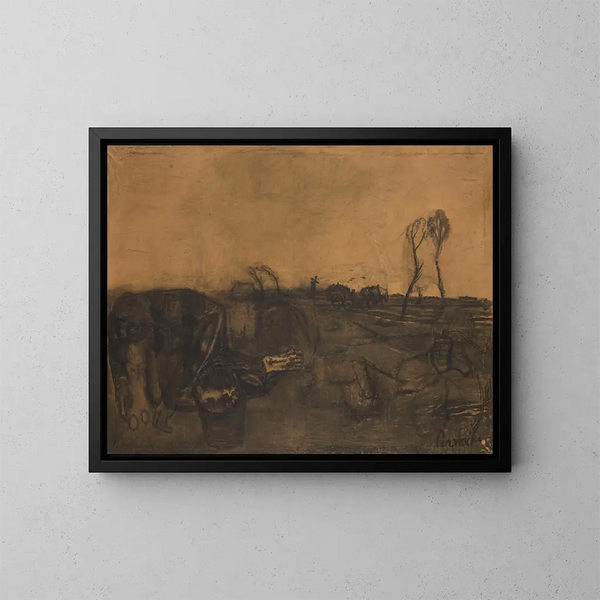 Landschaft mit einer Kuhwiese - Constant Permeke — gerahmtes Bild an der Wand