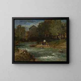Constant Troyon - Mill Stream with Fishermen.webp