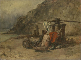 Ansicht des Strandes mit Krabbenfischern - Constant Troyon — Ansicht des Kunstwerks