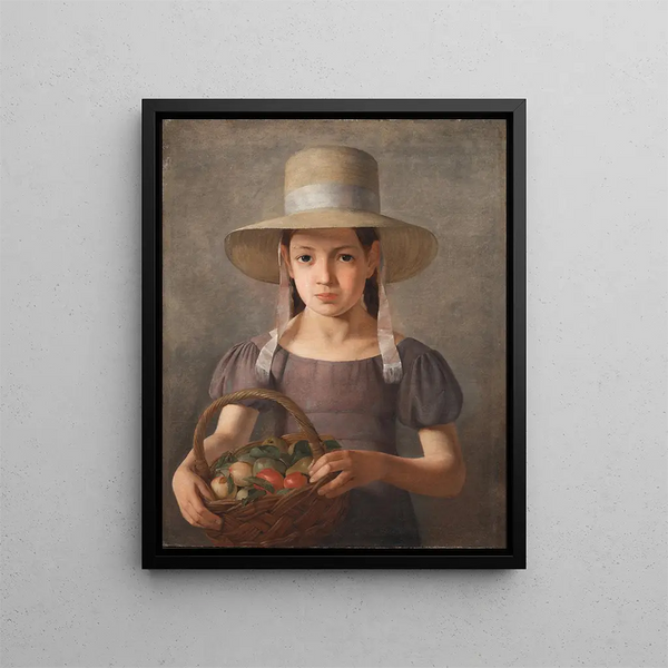 Eine Mädchen mit Früchten in einem Korb - Constantin Hansen — gerahmtes Bild an der Wand