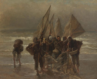 Frau beim Fischen von Garnelen in Mariakerke - Constantin Meunier — Ansicht des Kunstwerks