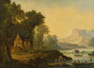 Flusslandschaft mit Figuren - Kontinentale Schule — Ansicht des Kunstwerks