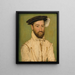 Portrait eines bärtigen Herrn mit schwarzem Barett und weißem Gefieder - Corneille de Lyon — gerahmtes Bild an der Wand