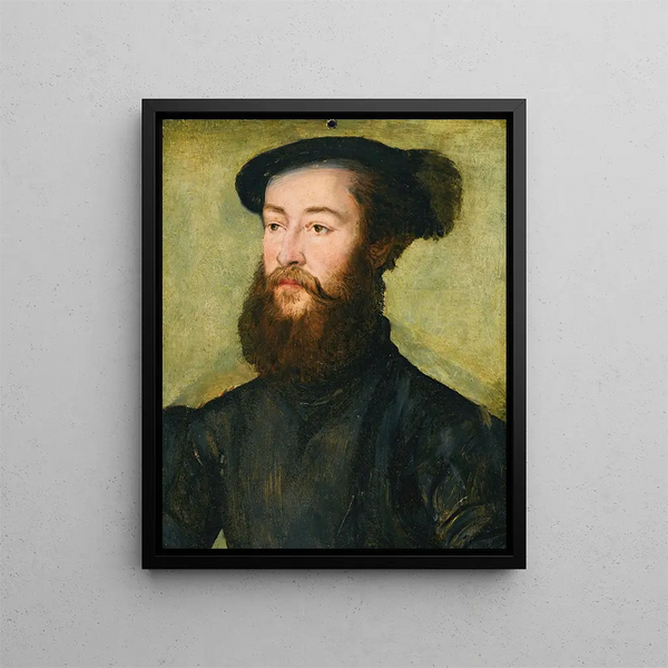Portrait eines Gentlemans - Corneille de Lyon — gerahmtes Bild an der Wand